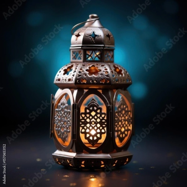 Fototapeta Ornamental Lantern Glowing with Warmth and Decorative Designs with Eastern Flair