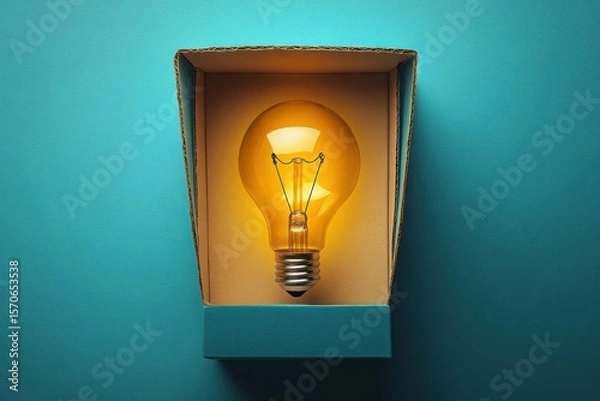 Fototapeta bright idea in a box shining with innovation and creativity theme
