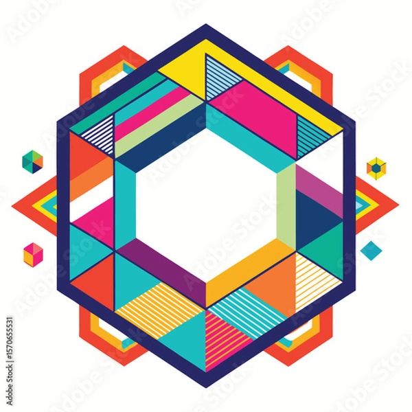 Fototapeta fun geometric shape seamless pattern set abstract retro scandinavian style art background trendy design with geometry shapes simple mosaic wallpaper texture