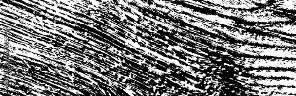 Obraz High contrast black and white grunge wood texture background. Abstract rough surface with brush like strokes and distressed scratch details. Perfect for use as overlay, mask, textile design, packaging