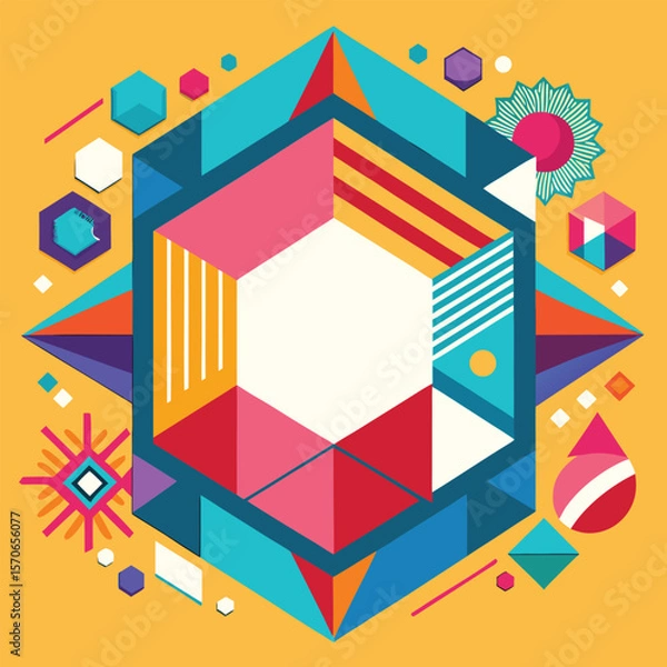 Fototapeta fun geometric shape seamless pattern set abstract retro scandinavian style art background trendy design with geometry shapes simple mosaic wallpaper texture