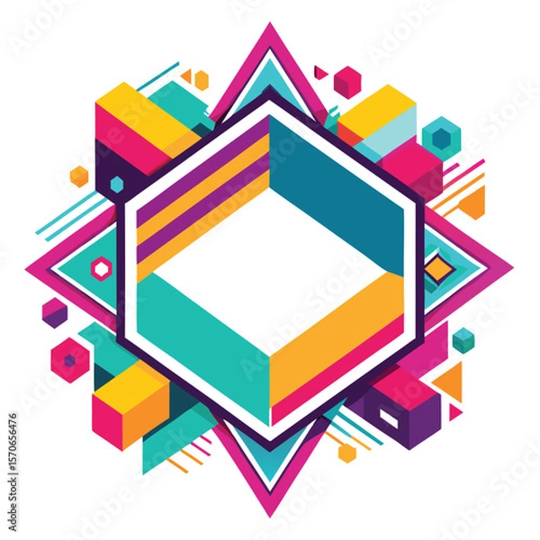 Fototapeta fun geometric shape seamless pattern set abstract retro scandinavian style art background trendy design with geometry shapes simple mosaic wallpaper texture