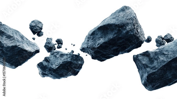 Obraz Asteroids Floating Through Space Against A Dark Cosmic Background With Stunning Realism