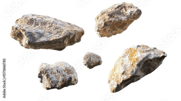 Obraz Collection of Various Rocks and Stones in Different Shapes and Sizes on a Transparent Background
