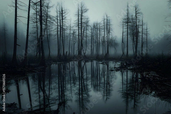 Obraz misty morning on the river