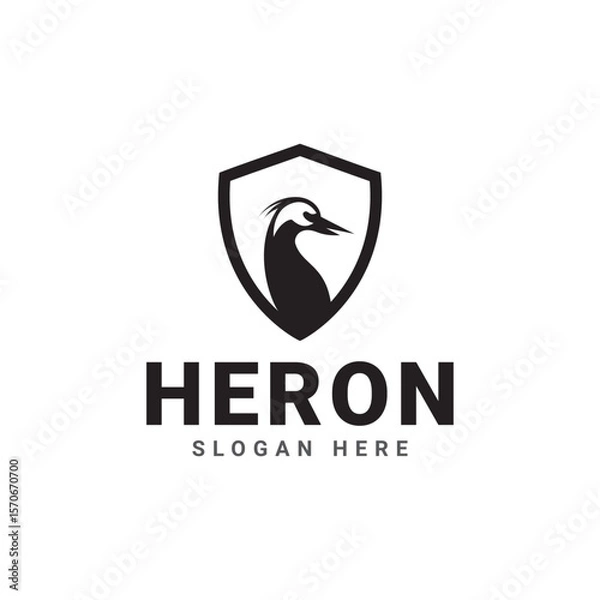Fototapeta heron shield logo, this logo features a heron inside a strong shield, symbolizing strength, honor, and courage and for football clubs and others