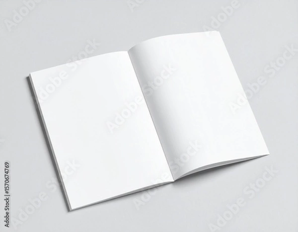 Fototapeta Blank A4 photorealistic brochure mockup on light grey background.