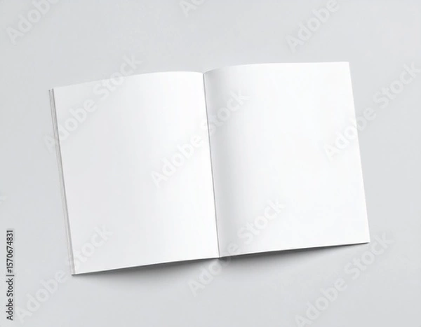 Fototapeta Blank A4 photorealistic brochure mockup on light grey background.