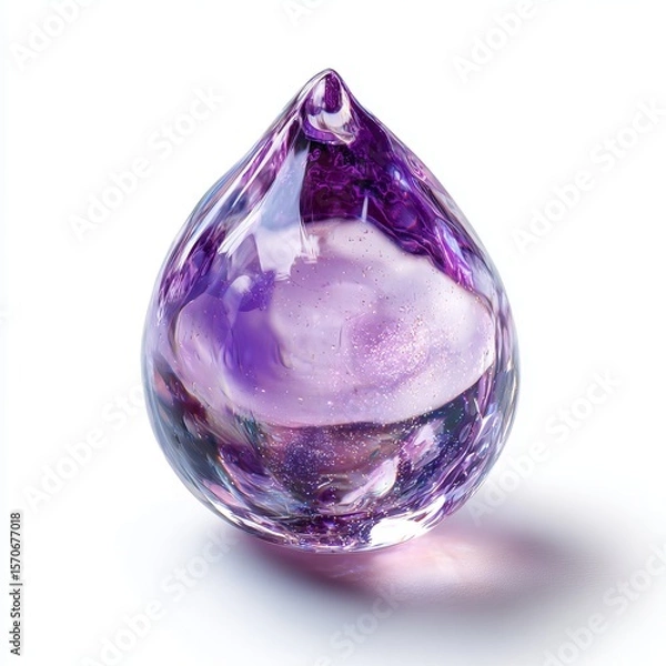 Fototapeta Macro image of a mesmerizing violet droplet infused with shades of neon purple, ultraviolet, and deep orchid. The droplet seems to pulse with dreamy, otherworldly energy. 