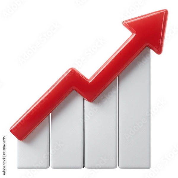Fototapeta Successful tax income reform shows positive growth on white bar chart with red arrow pointing up for business success