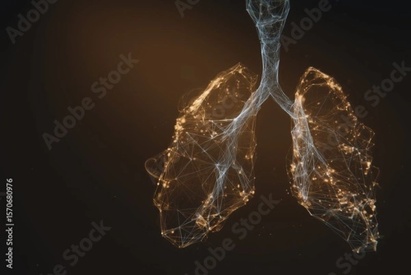 Obraz Lung Network with Pink Nodes and Respiratory Structure for Medical Visualization, Digital 3D Model, Anatomical Aesthetic and Innovative Health Design, Vital Breath Representation in Scientific Insight