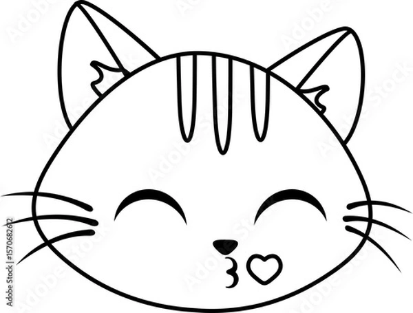 Fototapeta Face Cat Line Style