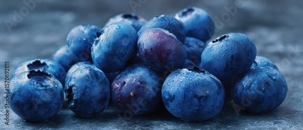 Fototapeta The Vibrant Blueberries Piled Elegantly on a Rustic Surface