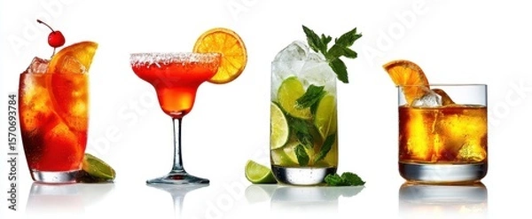 Fototapeta The colorful assortment of refreshing cocktails for vibrant summer gatherings