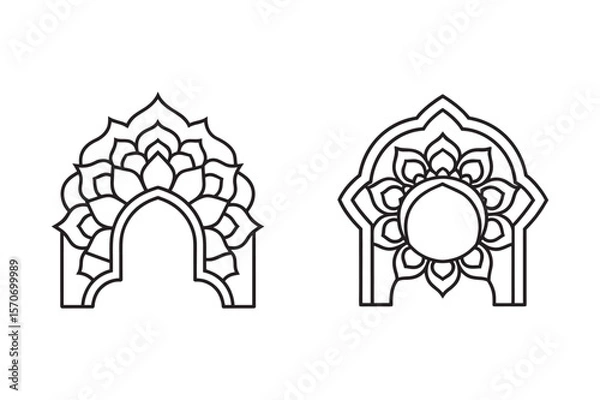 Fototapeta line art of many type mandala bundle on the white background