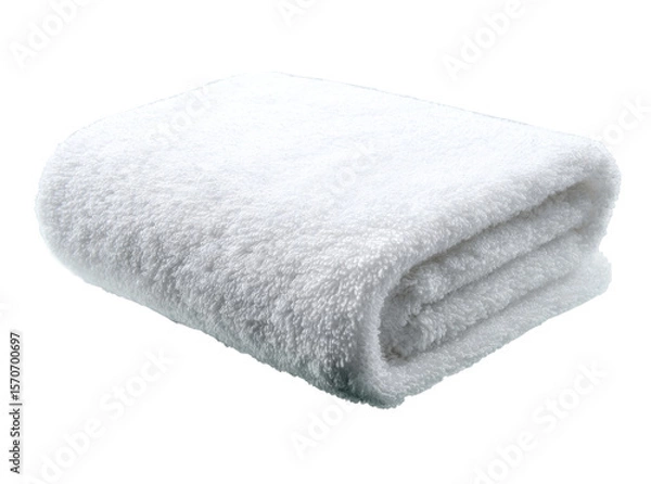 Obraz Soft white folded bath towel luxury spa cotton texture, Isolated On White, Png, Transparent Background