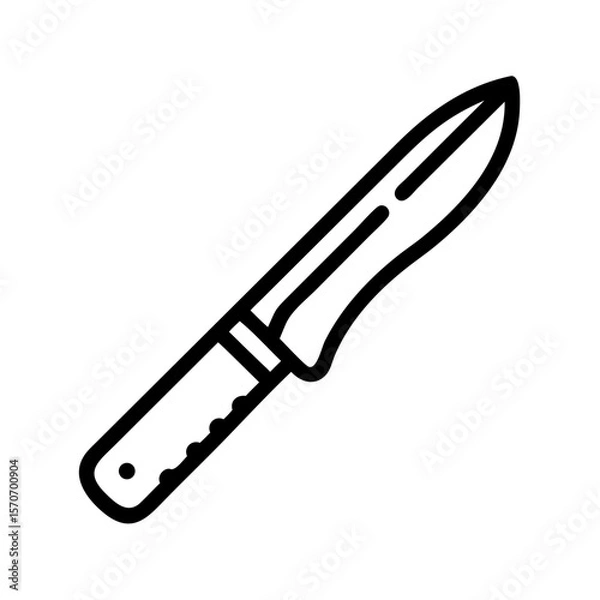 Obraz Cutting knife illustration in minimalistic black line design  