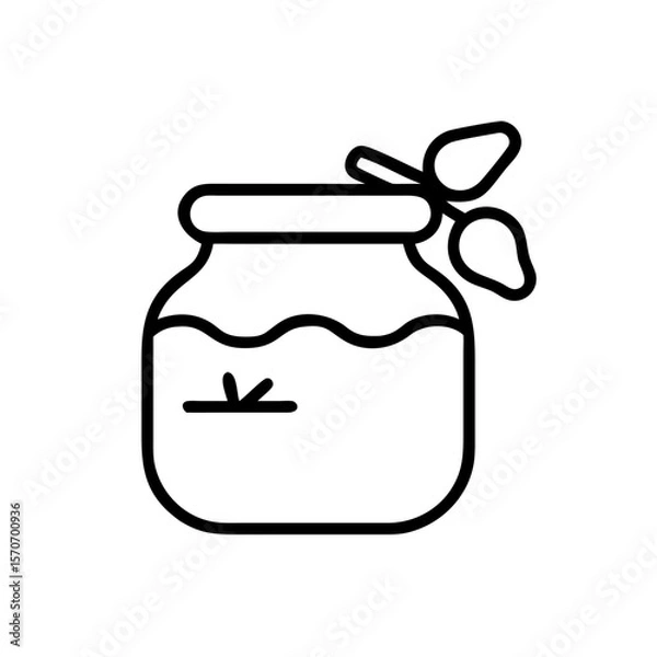 Obraz Jam jar with mint leaves in minimalistic line style  