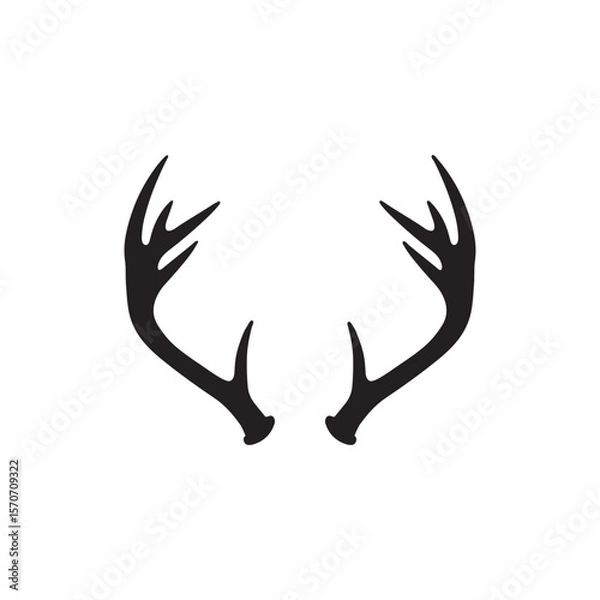 Obraz Deer antler silhouette vector flat illustration design.