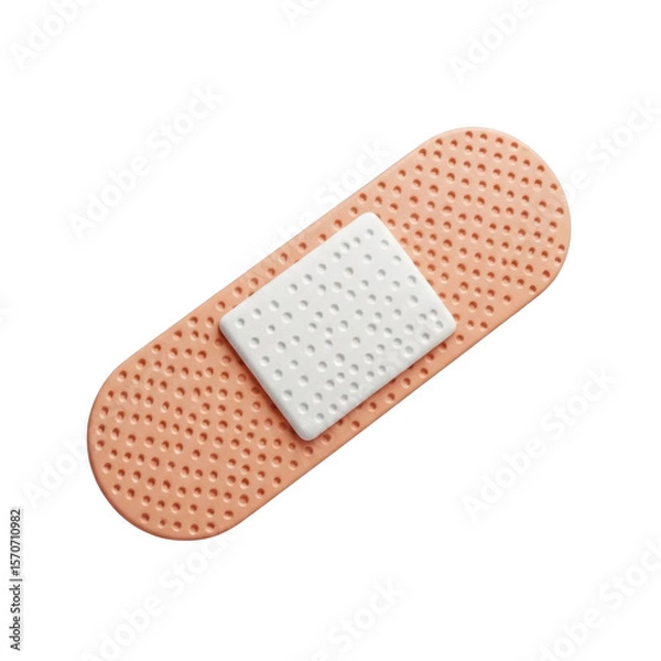 Obraz 3d icon of a closeup shot of a 3d rendered adhesive bandage, ideal for medical or healthcare related projects isolated on transparent background