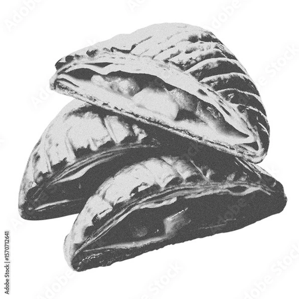 Fototapeta Vintage Halftone Apple Turnovers Stack Illustration in Retro Engraved Style for Print and Web PNG