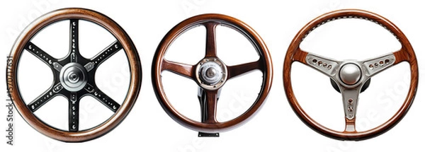 Obraz Collection of elegant classic steering wheel isolated on transparent background. PNG