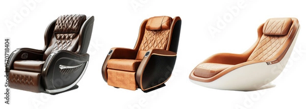 Obraz Collection of a luxury, soft and elegant airplane seat isolated on transparent background. PNG