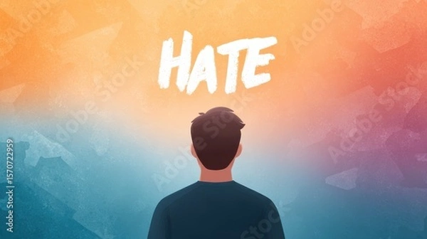 Obraz Bullying and hate speech with social pressure, evoking emotions of isolation, sadness, and mental stress.