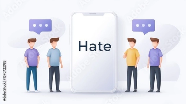 Obraz Bullying and hate speech with social pressure, evoking emotions of isolation, sadness, and mental stress.