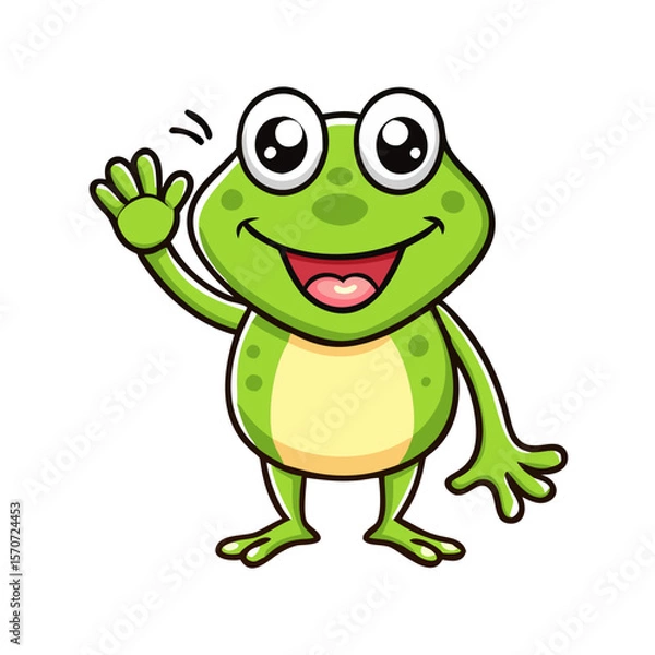 Obraz A cute cartoon frog waving 