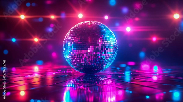 Obraz A bright, sparkling ball of small colored LEDs that creates a disco ball effect.