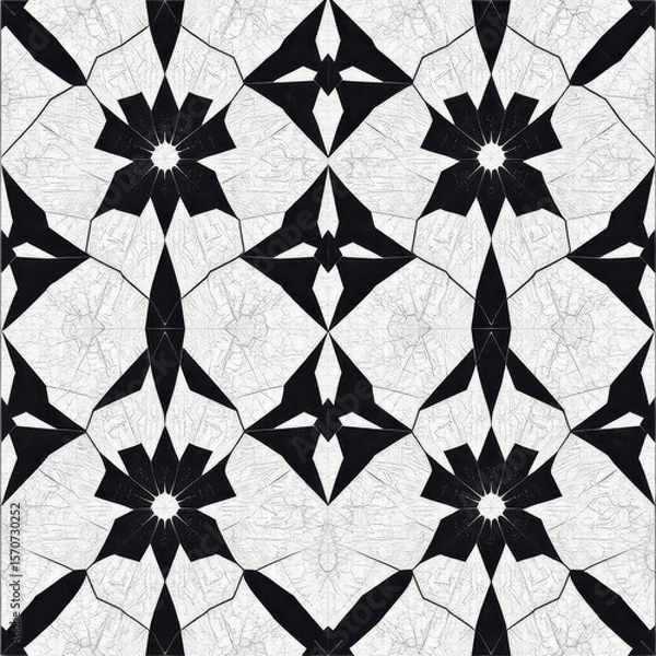 Fototapeta Geometric stone pattern with high contrast shapes, stylized floo