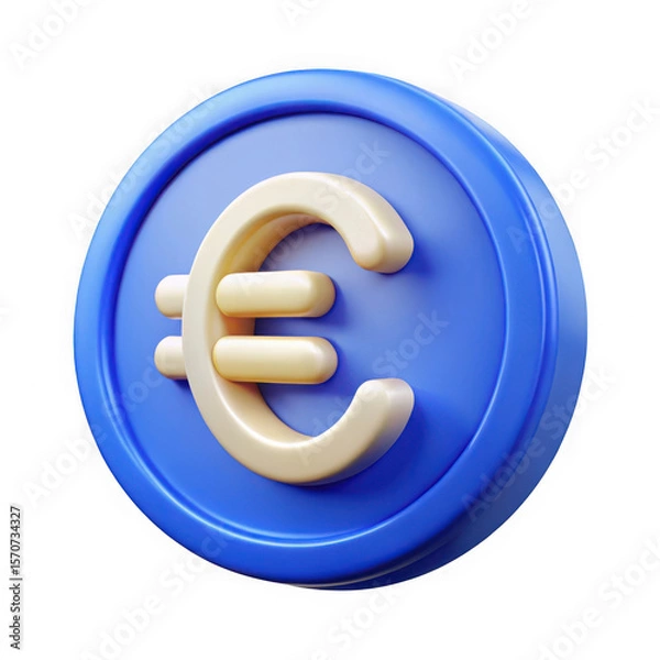 Obraz 3d euro currency symbol coin isolated on transparent background
