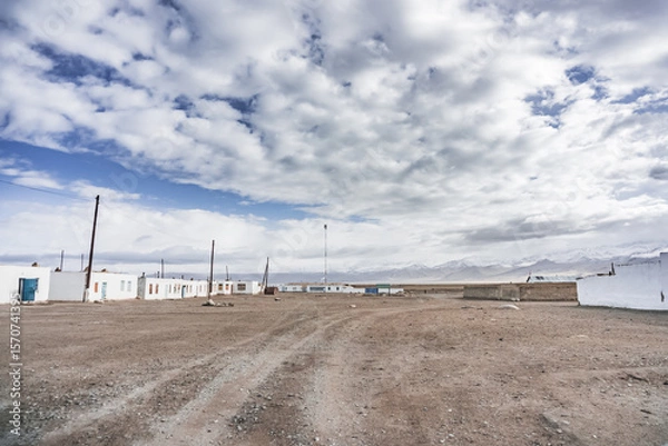 Fototapeta The village of Karakul is highland in the Pamirs in the Tien Shan mountains