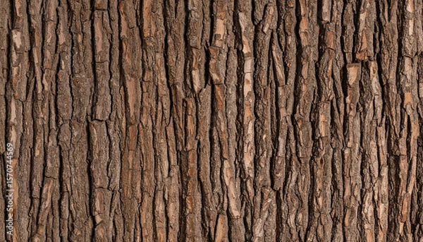 Fototapeta Flat lay of vertical tree trunk showing repeating bark texture, seamless loop style