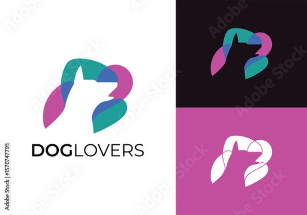 Obraz This is a dog lovers logo using dogs with colorful colors. This logo is suitable for dog lovers, dog communities, pet shops and the like.