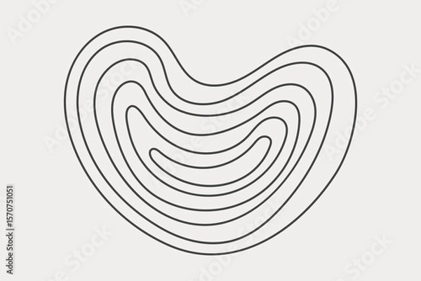 Fototapeta Topography stamp style shape. Contour vector heart form with irregular rings.