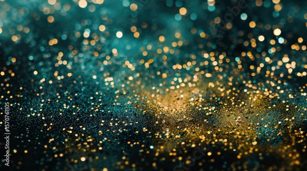 Obraz Golden Dust Particles on Black Paper Texture