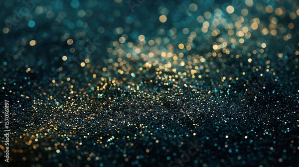 Obraz Golden Dust Particles on Black Paper Texture