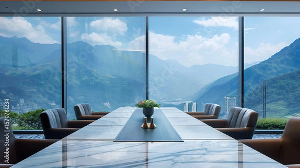Obraz meeting room, conference room design, modern office with big windows