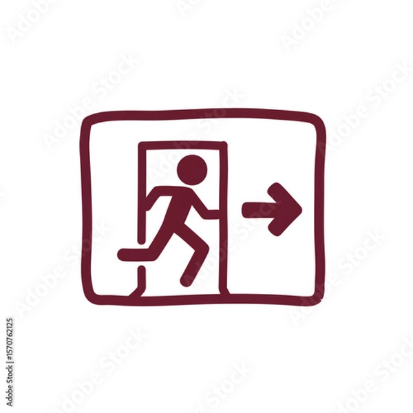 Fototapeta Evacuation sign with running figure and arrow pointing right  