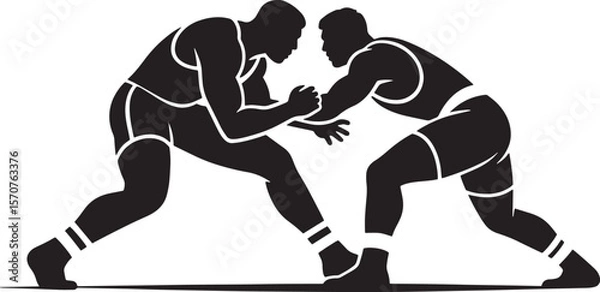Obraz silhouette of a young man wrestling logo concept