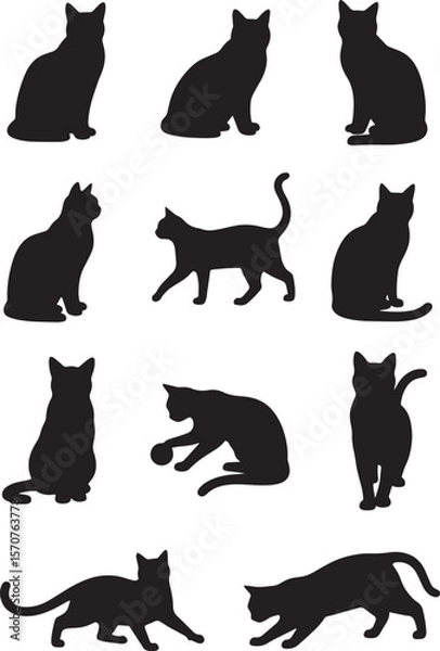 Obraz set of cats silhouettes