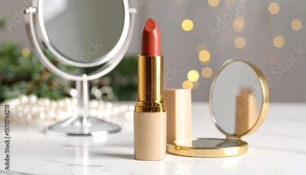 Fototapeta Open Matte Lipstick with Mini Mirror 