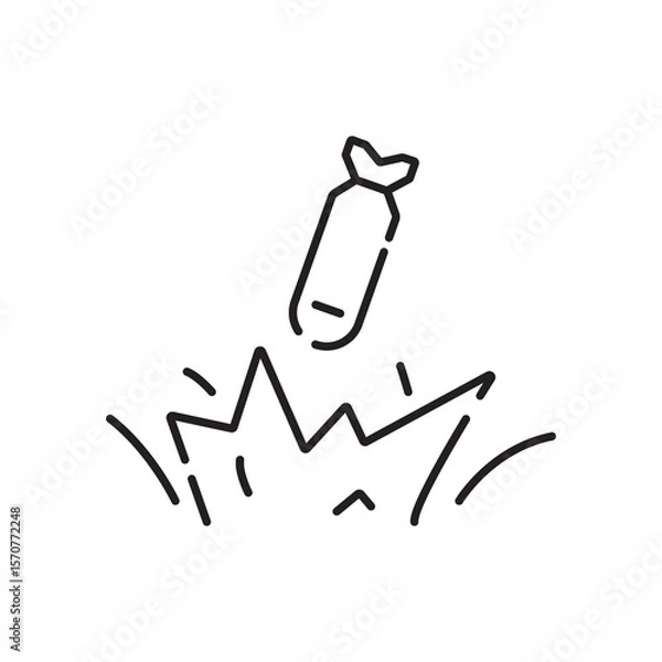 Obraz War web icons in line style. Army, battle, conflict, military, missile, refugees, bomb, tank, collection.