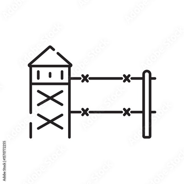 Obraz War web icons in line style. Army, battle, conflict, military, missile, refugees, bomb, tank, collection.
