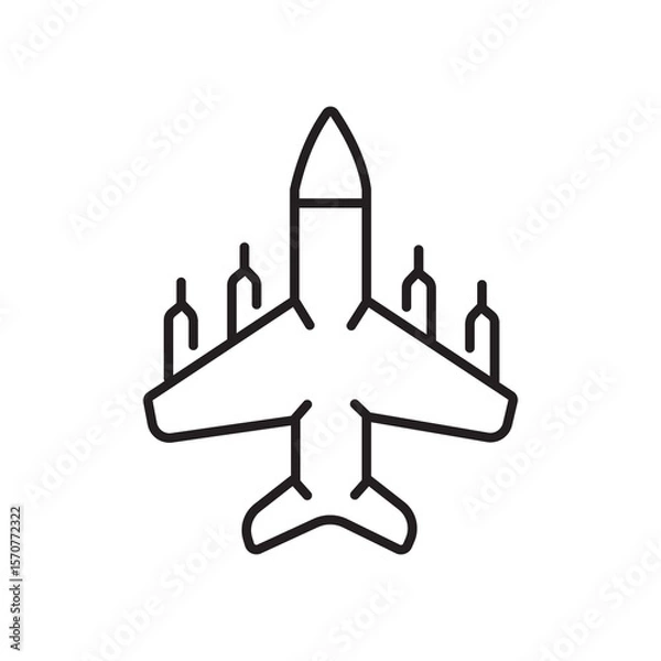 Obraz War web icons in line style. Army, battle, conflict, military, missile, refugees, bomb, tank, collection.