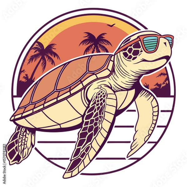 Obraz Sea Turtle Sunset Shades Design