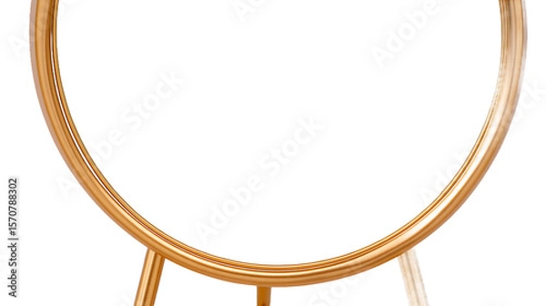 Fototapeta Gold Metal Circular Frame with Stand on Transparent Background