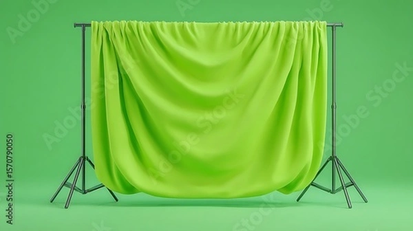 Fototapeta Green Fabric Draped On Photography Studio Background